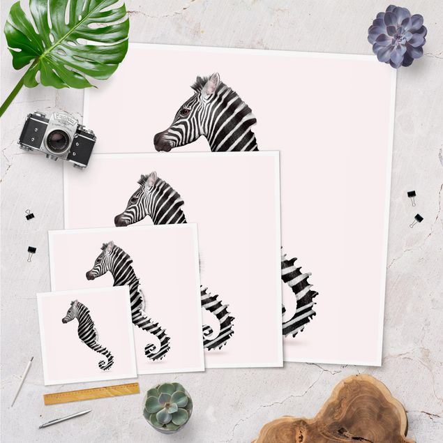 Poster - Seahorse With Zebra Stripes