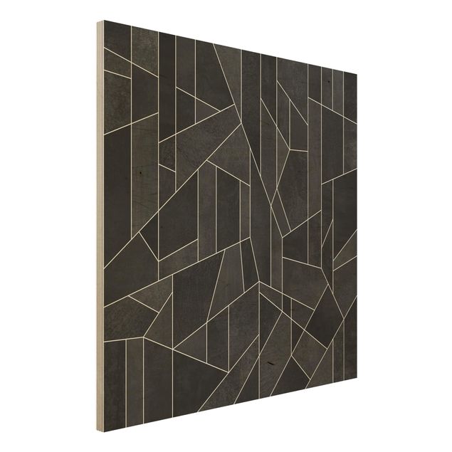 Print on wood - Black And White Geometric Watercolour