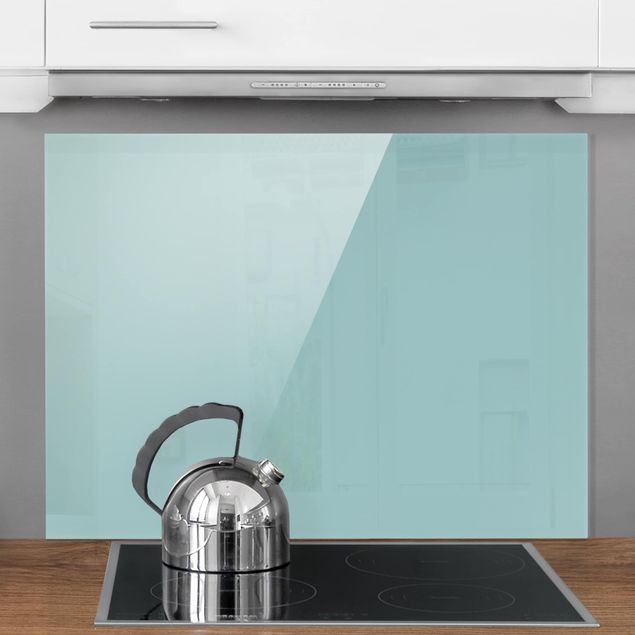 Glass splashback kitchen plain Pastel Turquoise