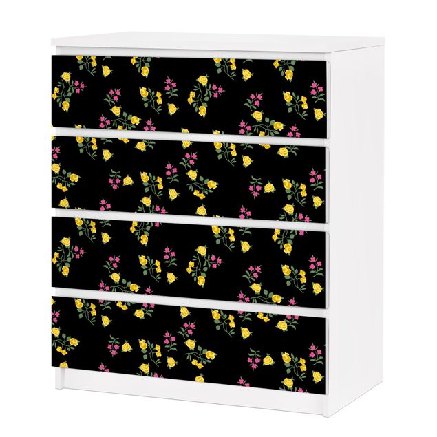 Adhesive film for furniture IKEA - Malm chest of 4x drawers - Mille Fleurs Pattern