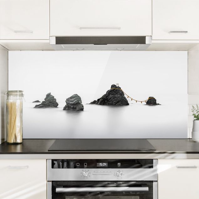 Glass splashback kitchen architecture and skylines Meoto Iwa - The Married Couple Rocks