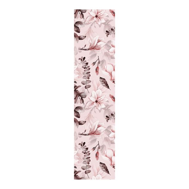 Sliding panel curtain - Blossoms With Grey Leaves In Front Of Pink