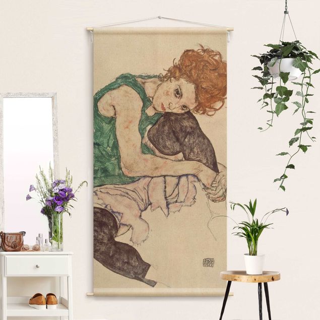 tapestry wall hanging Egon Schiele - Sitting Woman With Bent Knee