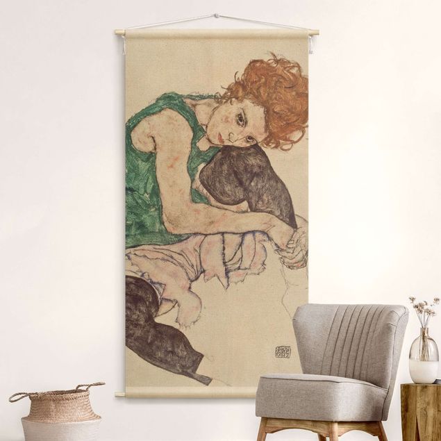 tapestry artwork Egon Schiele - Sitting Woman With Bent Knee