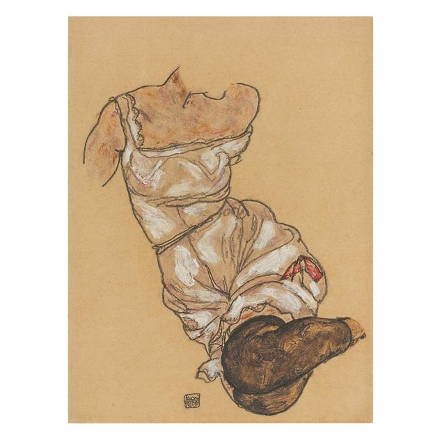 Natural canvas print - Egon Schiele - Female Torso In Underwear - Portrait format 3:4