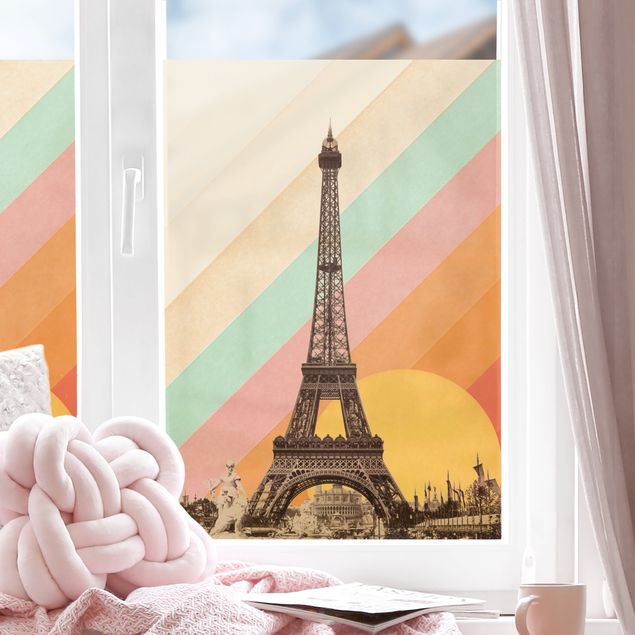 Window decoration - Eiffel Tower in the Rainbow Sunset