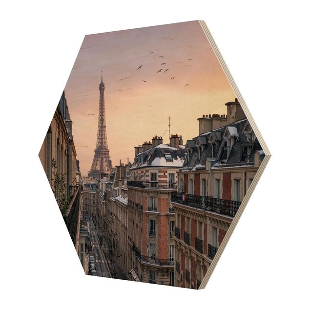 Wooden hexagon - The Eiffel Tower In The Setting Sun