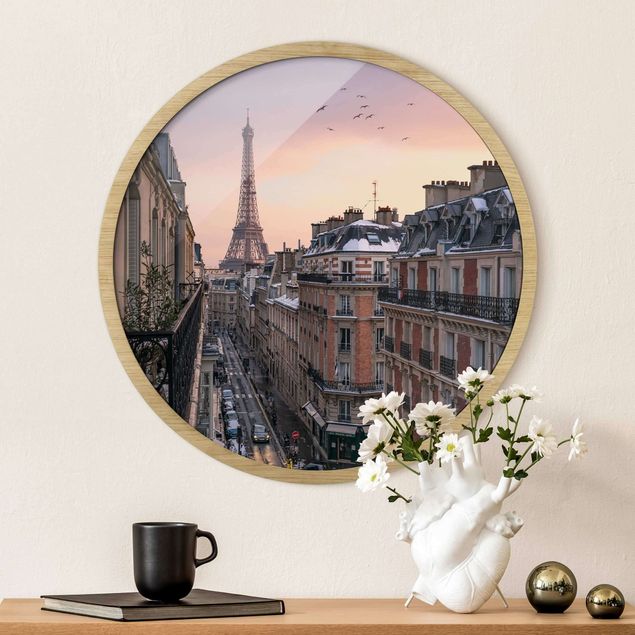 Framed prints round The Eiffel Tower In The Setting Sun