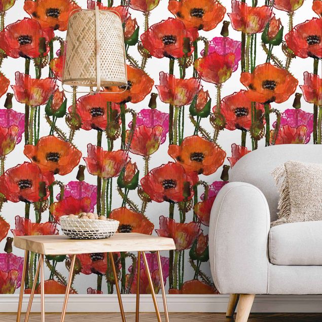 Wallpapers A Field Of Poppy Flowers - Roll