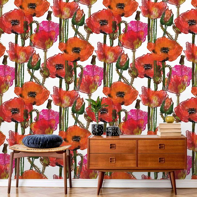 Wallpaper - A Field Of Poppy Flowers - Roll