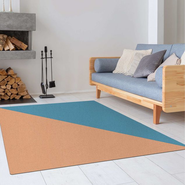 rug under dining table Simple Triangle In Azure