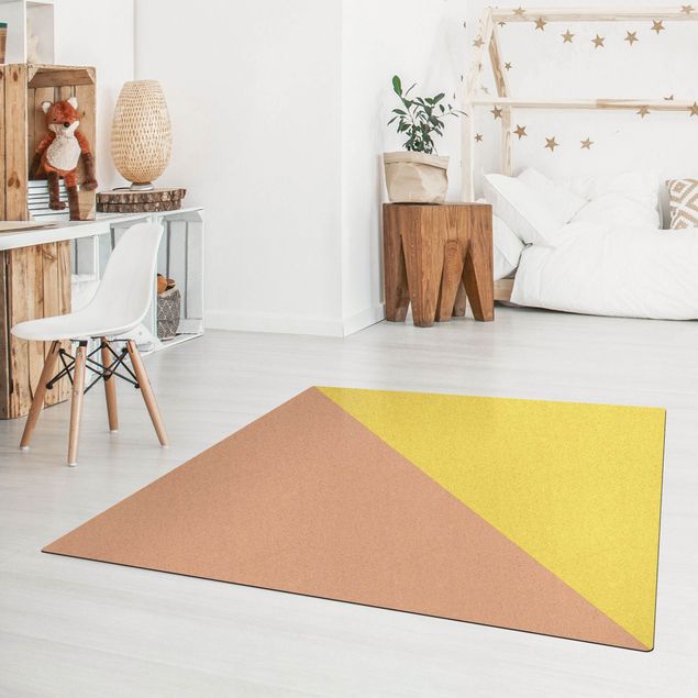 rug under dining table Simple Triangle In Yellow