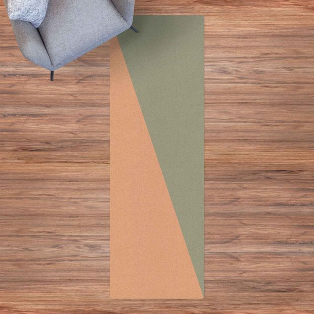 hallway runner Simple Triangle In Olive Green
