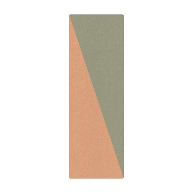 Cork mat - Simple Triangle In Olive Green - Portrait format 1:2
