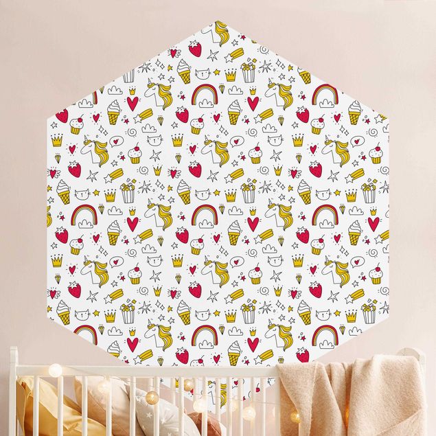 Wallpapers Unicorns And Sweets In Yellow And Red
