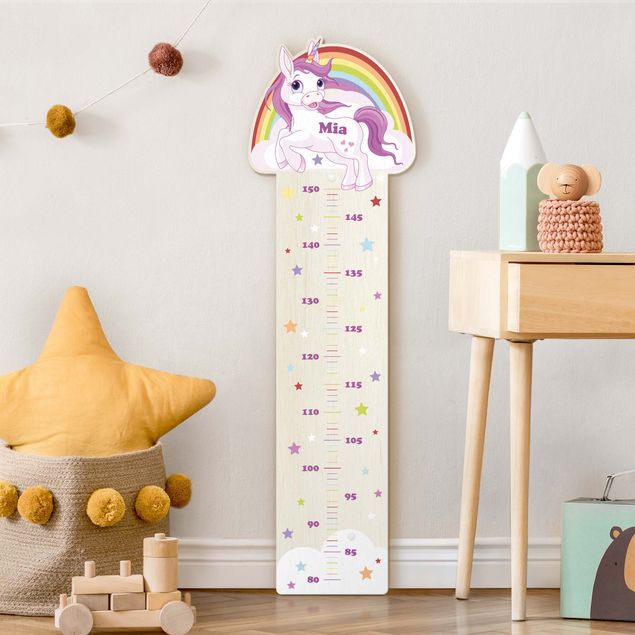 wooden ruler height chart Unicorn Rainbow With Customised Name