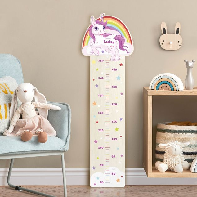 Wooden height chart for kids - Unicorn Rainbow With Customised Name