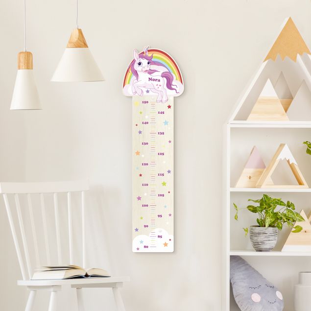 Wooden height chart for kids - Unicorn Rainbow With Customised Name