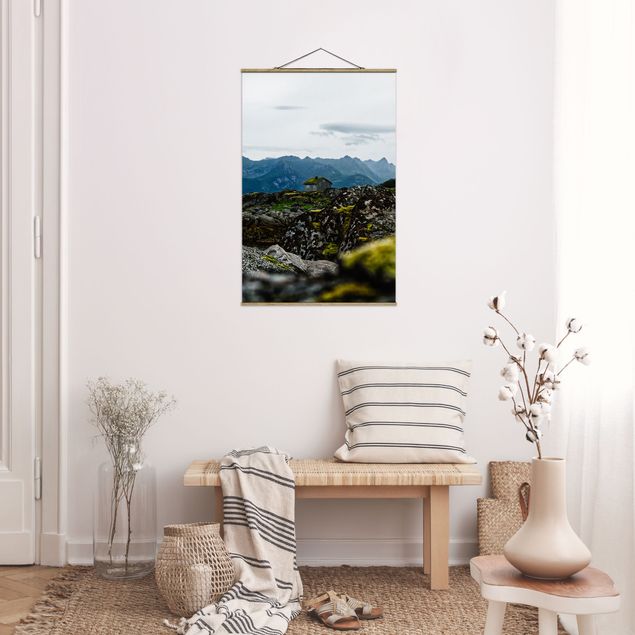 Fabric print with poster hangers - Desolate Hut In Norway - Portrait format 2:3