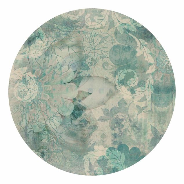Self-adhesive round wallpaper - Ice Flowers