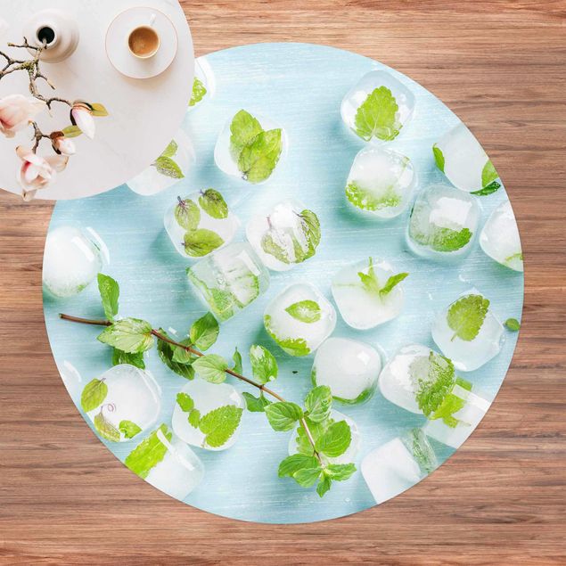 outdoor balcony rug Ice Cubes With Mint Leaves