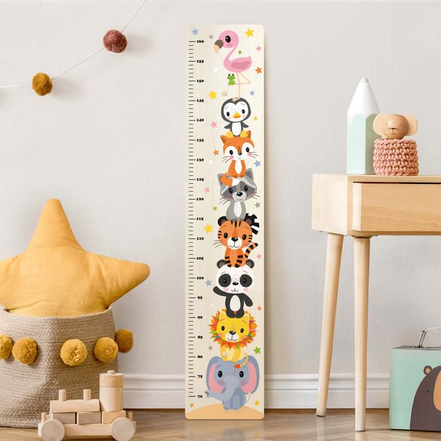  Wooden height chart Elephant Lion Panda Tiger and Co.