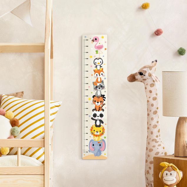 Wooden height chart for kids - Elephant Lion Panda Tiger and Co.