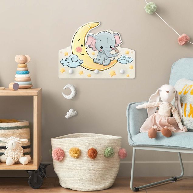 Coat rack for children - Elephant Moon