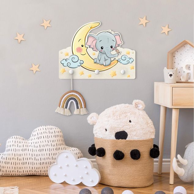 Coat rack for children - Elephant Moon