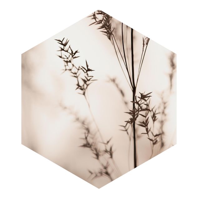 Self-adhesive hexagonal pattern wallpaper - Elegant Grass In The Shadow