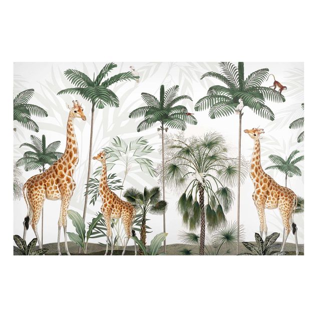 Magnetic memo board - Elegance of the giraffes in the jungle