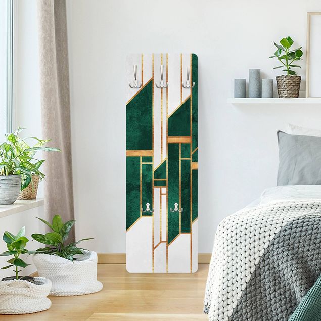 Coat rack modern - Emerald And gold Geometry
