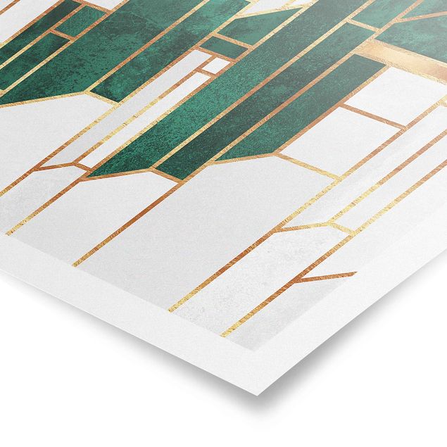 Poster - Emerald And gold Geometry