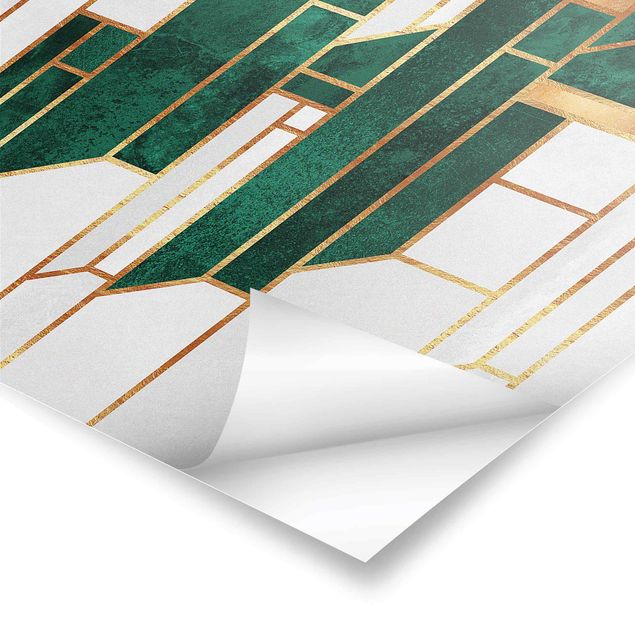 Poster - Emerald And gold Geometry