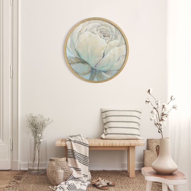 Circular framed print - English Rose Pastel