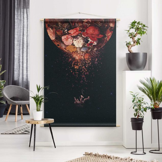extra large wall tapestry Enkel Dika - Cosmic Flowers
