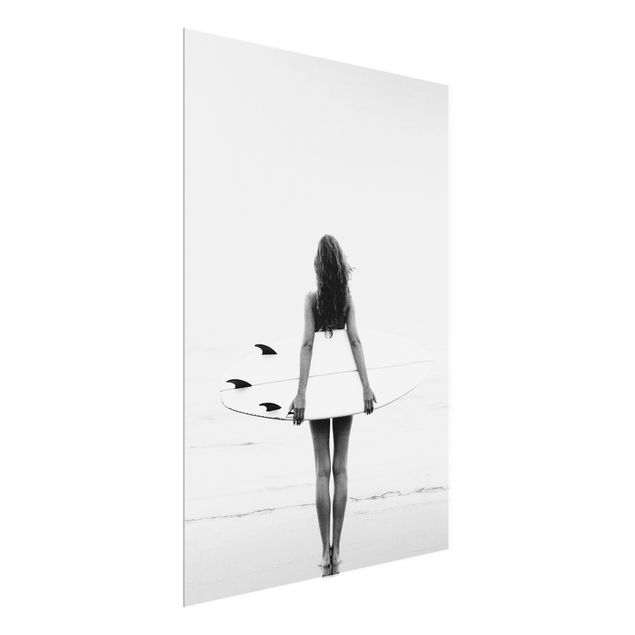 Glass print - Chill Surfer Girl With Board
