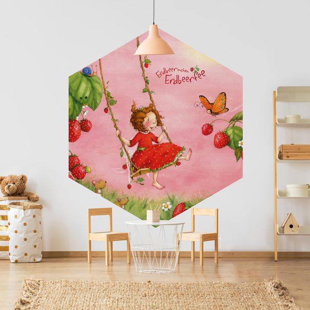 Self-adhesive hexagonal pattern wallpaper - The Strawberry Fairy - Tree Swing