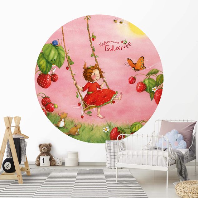 Self-adhesive round wallpaper kids - Little Strawberry Strawberry Fairy - Tree Swing