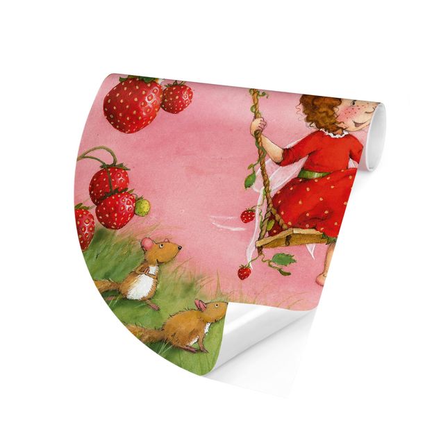 Self-adhesive round wallpaper kids - Little Strawberry Strawberry Fairy - Tree Swing