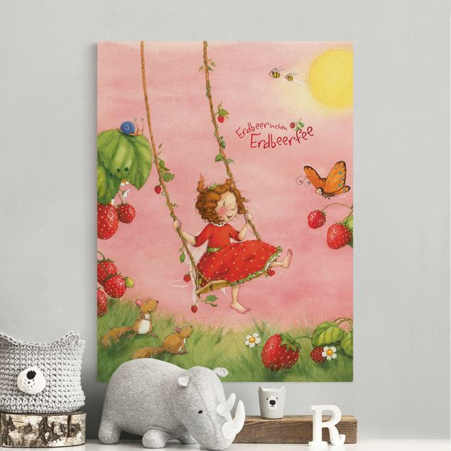 Natural canvas print - The Strawberry Fairy - Tree Swing - Portrait format 3:4
