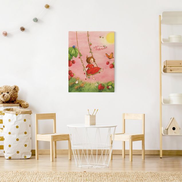 Natural canvas print - The Strawberry Fairy - Tree Swing - Portrait format 3:4
