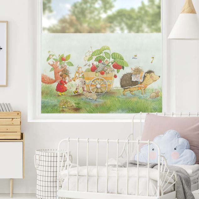 Window decoration - Little Strawberry Strawberry Fairy - With Hedgehog