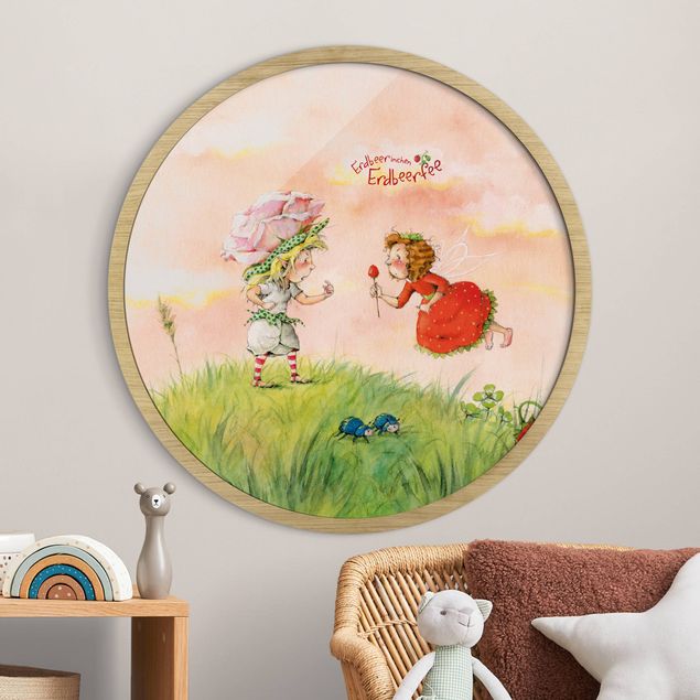 Framed prints round Little Strawberry Strawberry Fairy - Pink Rose