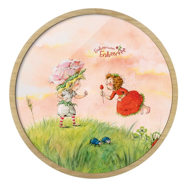 Circular framed print - Little Strawberry Strawberry Fairy - Pink Rose