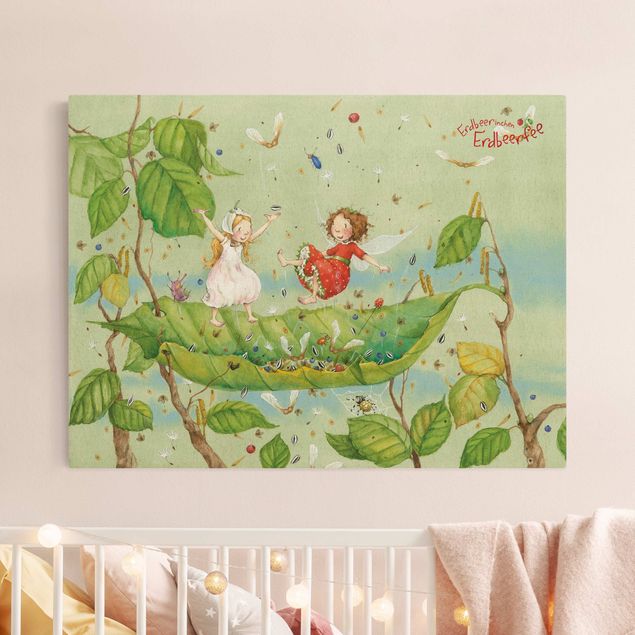 Natural canvas print - Little Strawberry Strawberry Fairy - Trampoline - Landscape format 4:3