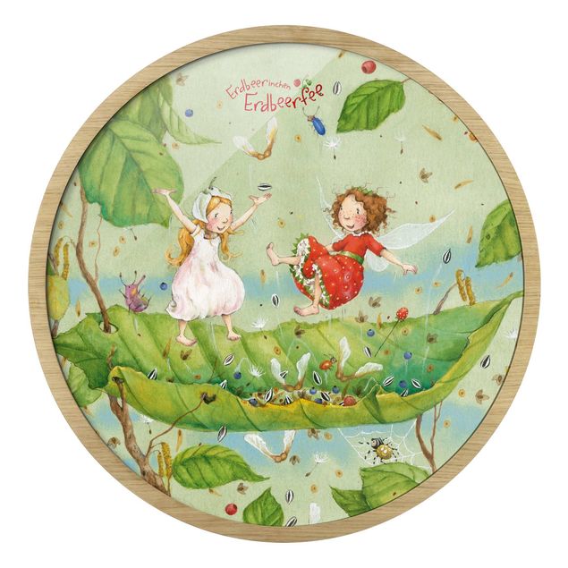Circular framed print - Little Strawberry Strawberry Fairy - Trampoline