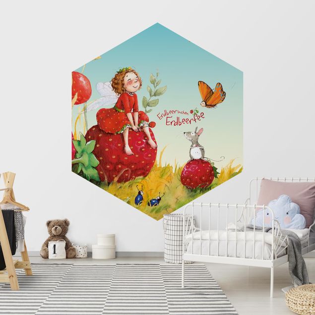 Self-adhesive hexagonal pattern wallpaper - The Strawberry Fairy - Enchanting