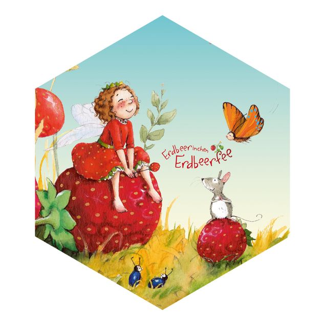 Self-adhesive hexagonal pattern wallpaper - The Strawberry Fairy - Enchanting