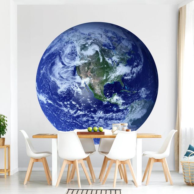 Self-adhesive round wallpaper - Earth In Space